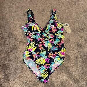 Caribbean Sand Floral One Piece Swim Suit SIZE 18W